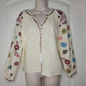 Embroidered Boho Bohemian Cottagecore Peasant Top 100% Cotton